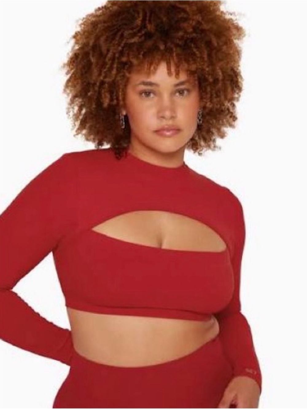 Set Active Women’s Red Cutout Long-Sleeve Crop Top
